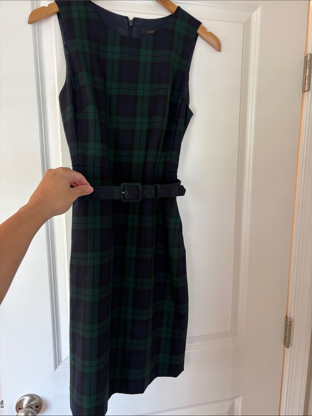 J.Crew Blue and Green Tartan Belted Dress